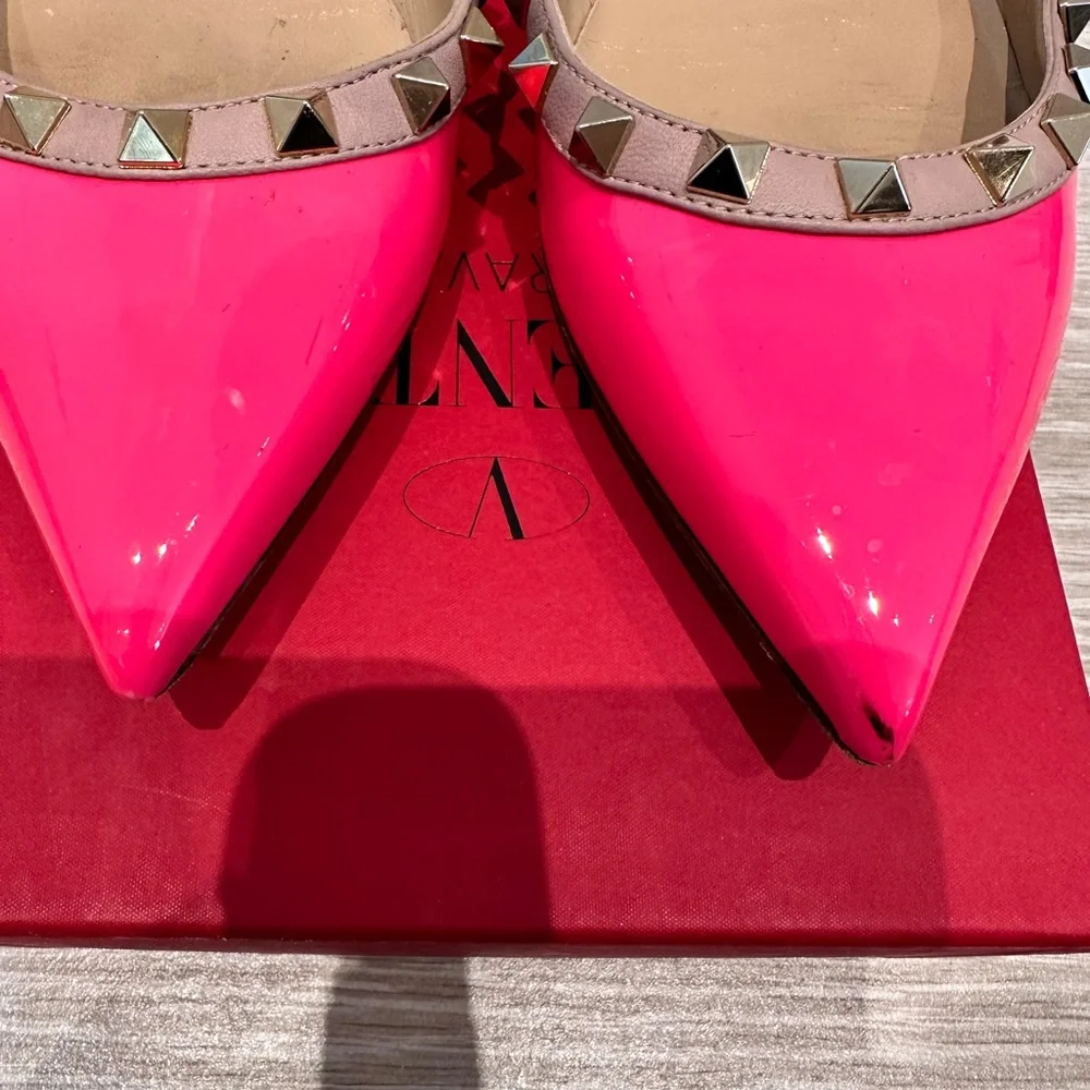Valentino Garavani Hot Pink Patent Rockstud Flats Size 36 - Picture 5 of 5